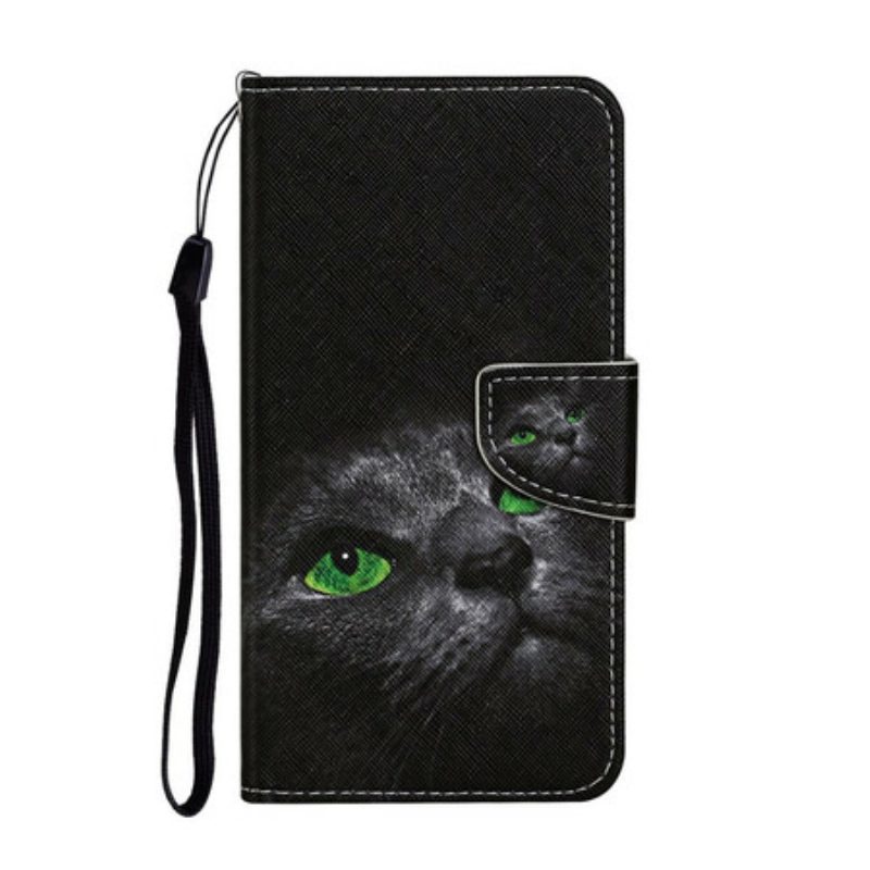 Folio Cover Samsung Galaxy S20 Ultra Gatto Dagli Occhi Verdi Con Cordino