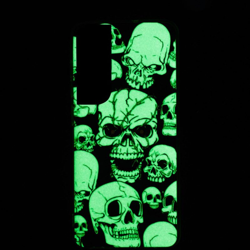 Cover Samsung Galaxy S22 5G Attenzione Teschi Fluorescenti