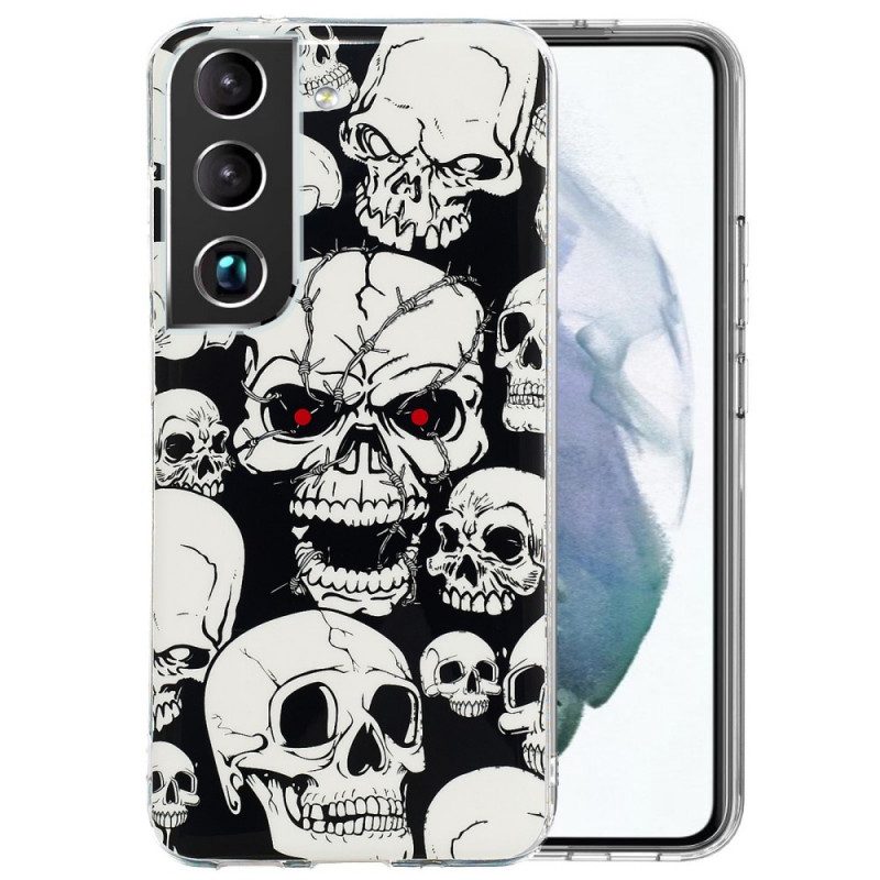 Cover Samsung Galaxy S22 5G Attenzione Teschi Fluorescenti