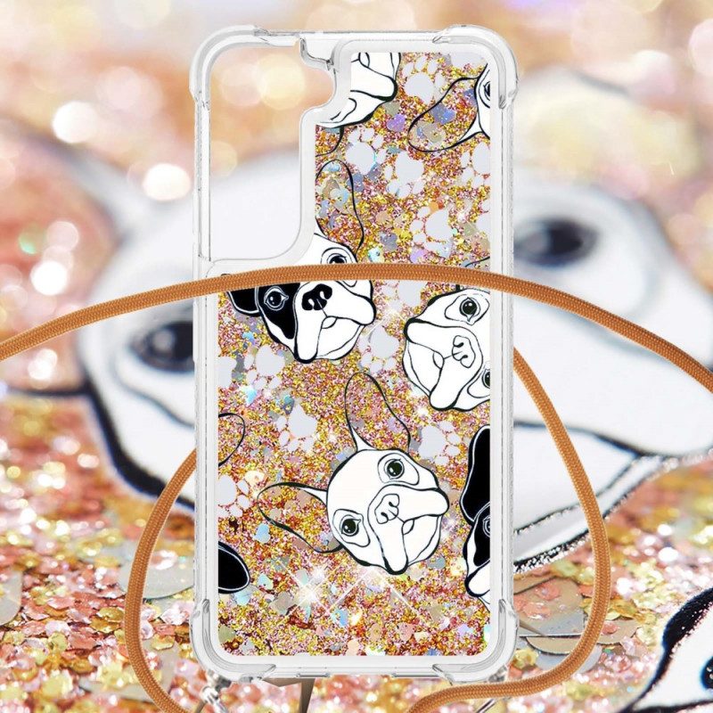 Cover Samsung Galaxy S22 5G Cani Con Coulisse Di Paillettes