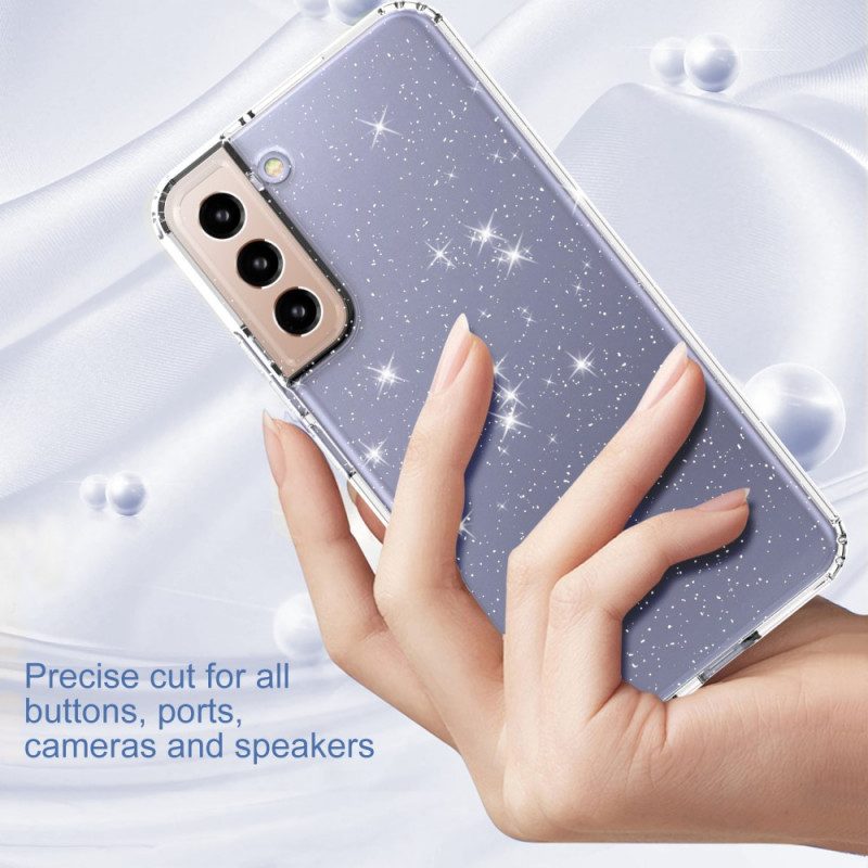 Cover Samsung Galaxy S22 5G Design Con Paillettes Trasparenti