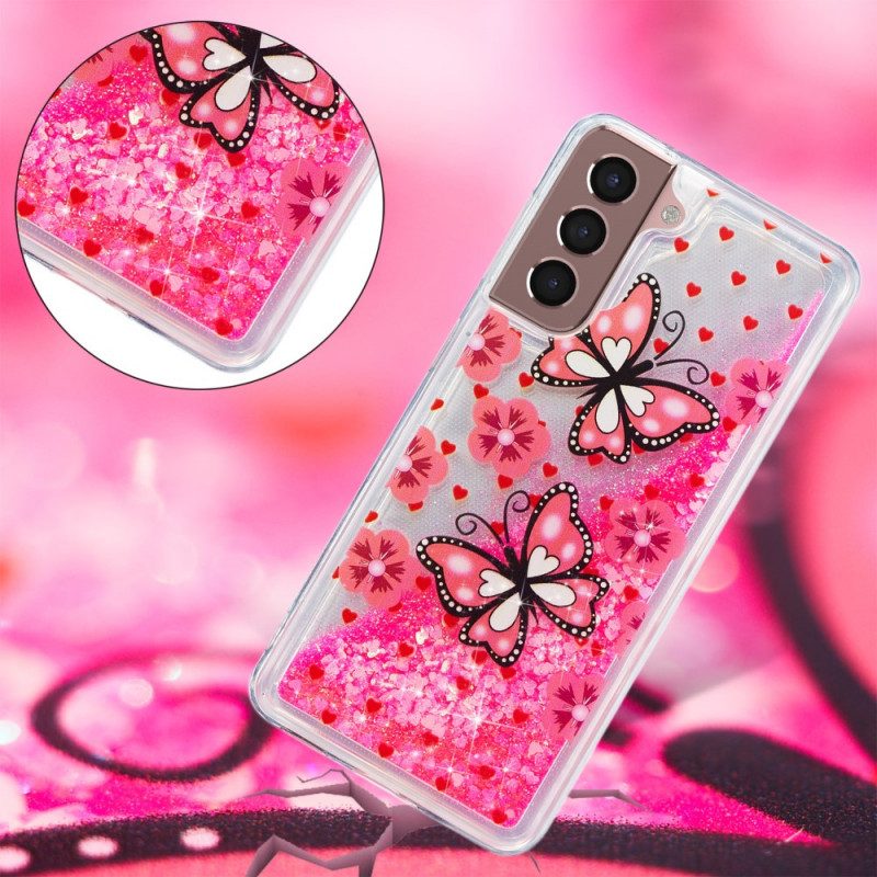 Cover Samsung Galaxy S22 5G Farfalle Di Paillettes