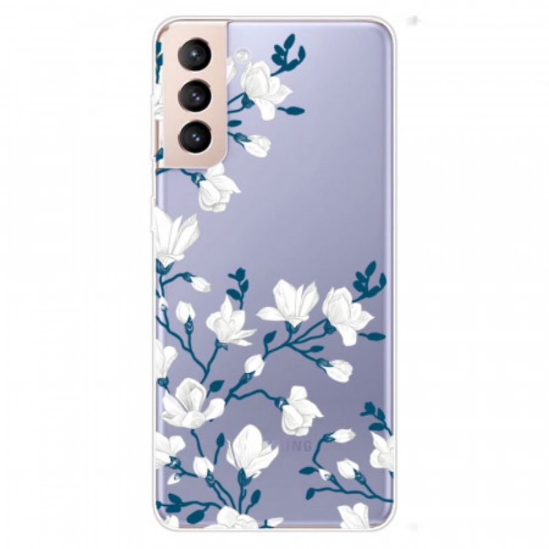 Cover Samsung Galaxy S22 5G Fiori Bianchi Senza Soluzione Di Continuità