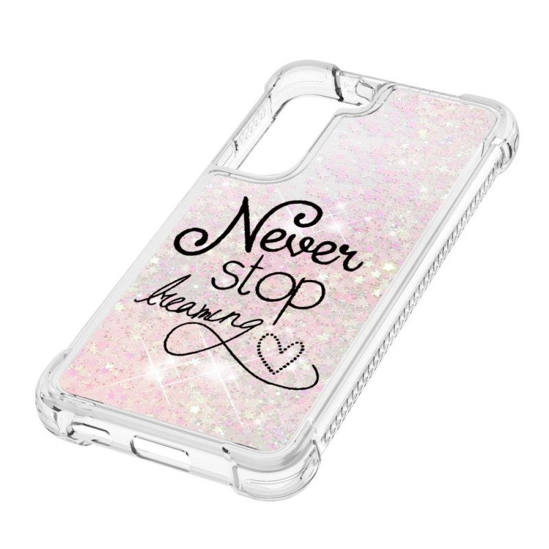 Cover Samsung Galaxy S22 5G Non Smettere Mai Di Sognare Glitter