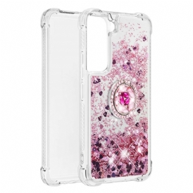 Cover Samsung Galaxy S22 5G Paillettes Con Supporto Ad Anello