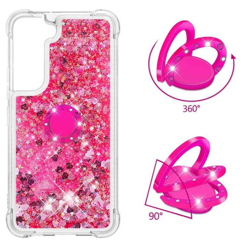 Cover Samsung Galaxy S22 5G Paillettes Con Supporto Ad Anello