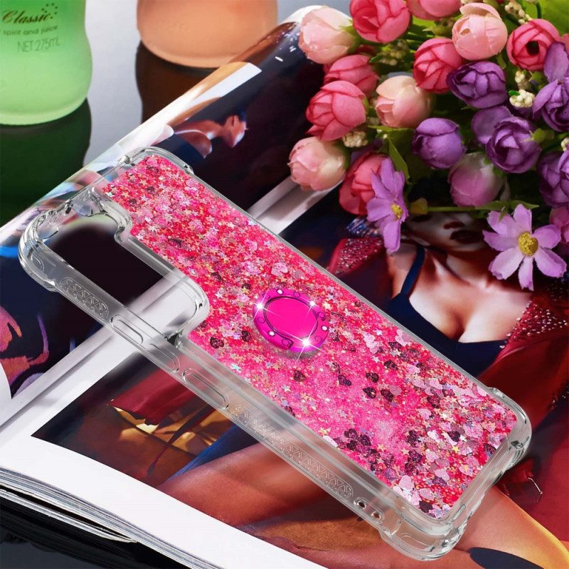 Cover Samsung Galaxy S22 5G Paillettes Con Supporto Ad Anello