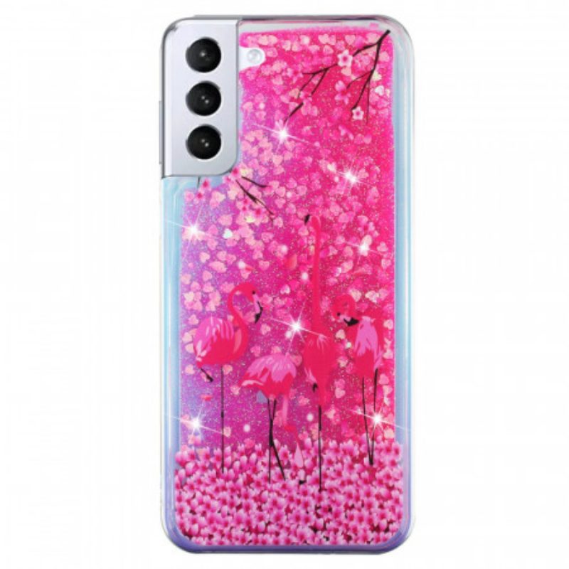 Cover Samsung Galaxy S22 5G Paillettes Fenicottero