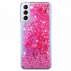 Cover Samsung Galaxy S22 5G Paillettes Fenicottero