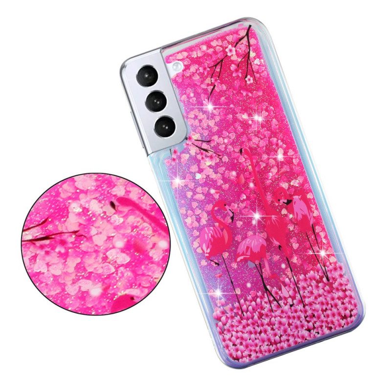 Cover Samsung Galaxy S22 5G Paillettes Fenicottero