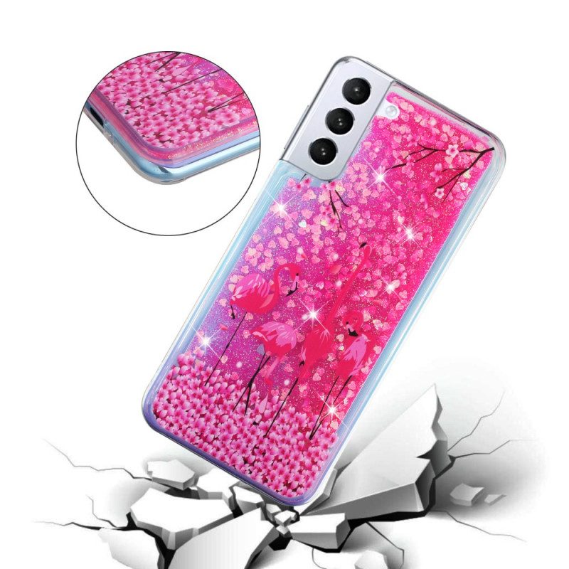 Cover Samsung Galaxy S22 5G Paillettes Fenicottero