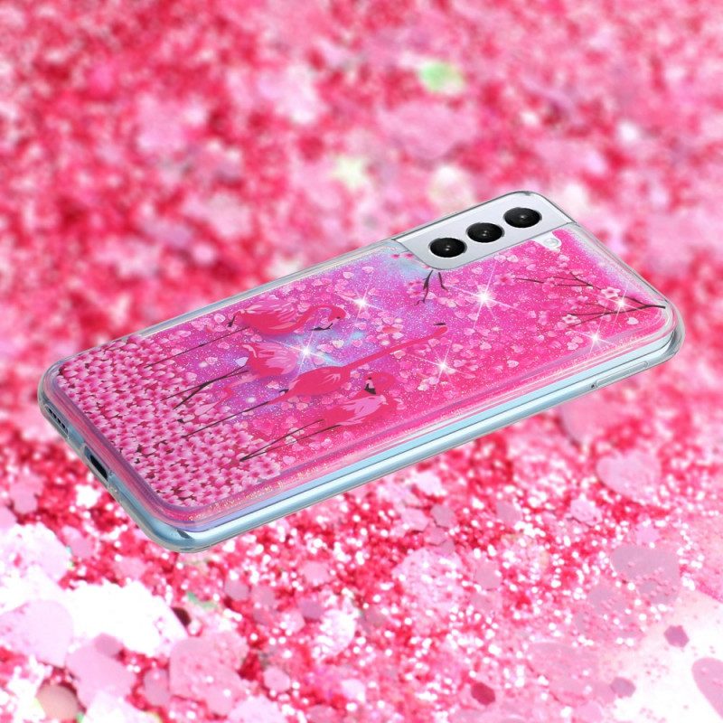 Cover Samsung Galaxy S22 5G Paillettes Fenicottero