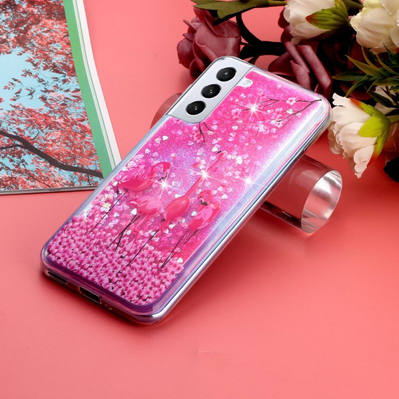 Cover Samsung Galaxy S22 5G Paillettes Fenicottero