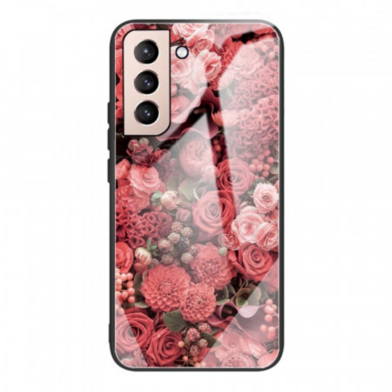 Cover Samsung Galaxy S22 5G Vetro Temperato Rose Flowers