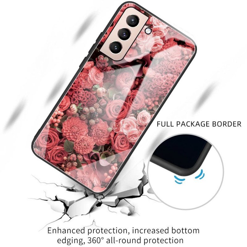 Cover Samsung Galaxy S22 5G Vetro Temperato Rose Flowers