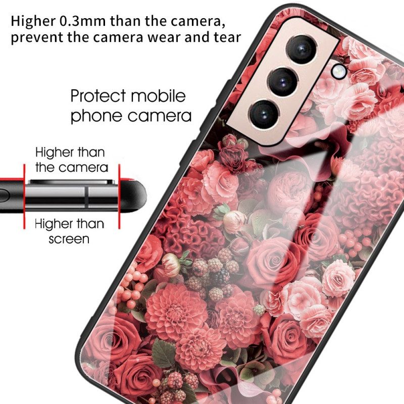 Cover Samsung Galaxy S22 5G Vetro Temperato Rose Flowers