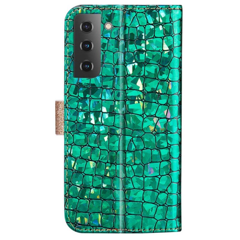 Custodia A Portafoglio Samsung Galaxy S22 5G Diamanti Coccodrillo