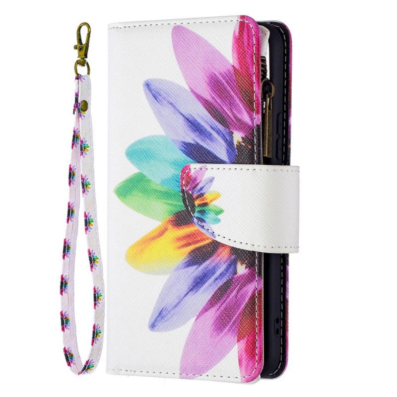 Custodia A Portafoglio Samsung Galaxy S22 5G Tasca Con Zip A Fiore