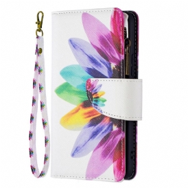 Custodia A Portafoglio Samsung Galaxy S22 5G Tasca Con Zip A Fiore