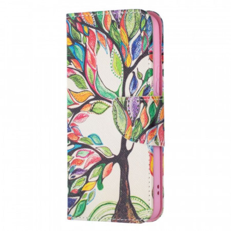 Custodia in pelle Samsung Galaxy S22 5G Albero Colorato