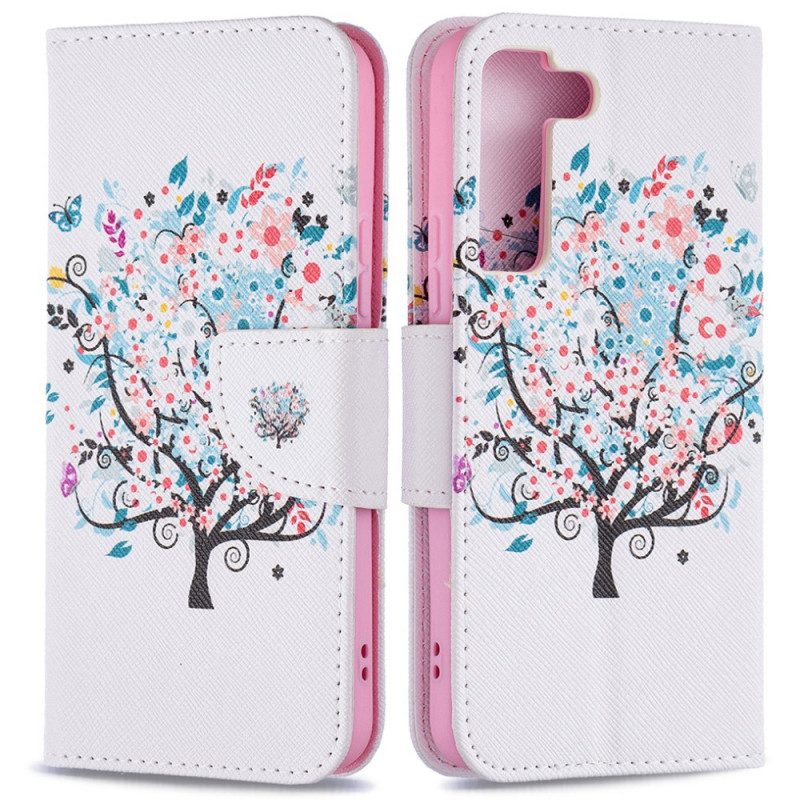 Custodia in pelle Samsung Galaxy S22 5G Albero Fiorito