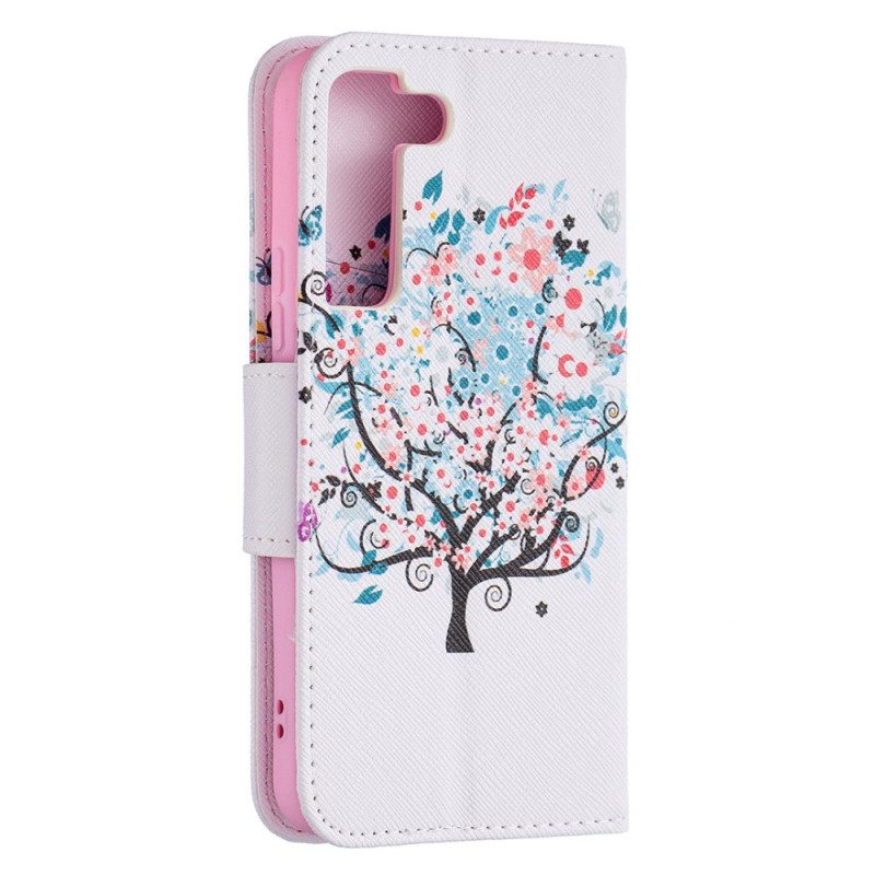 Custodia in pelle Samsung Galaxy S22 5G Albero Fiorito