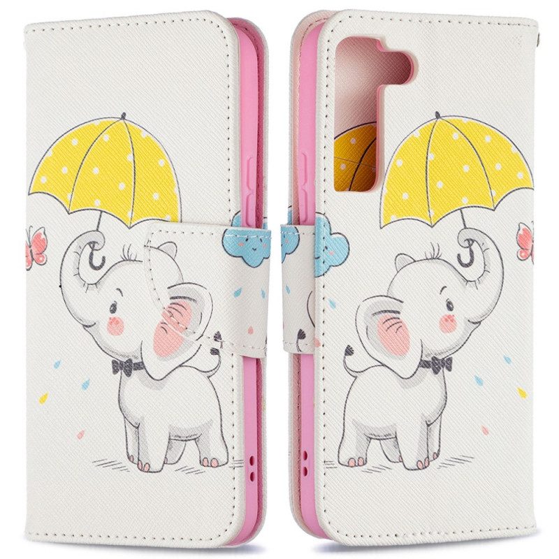 Custodia in pelle Samsung Galaxy S22 5G Cucciolo Di Elefante