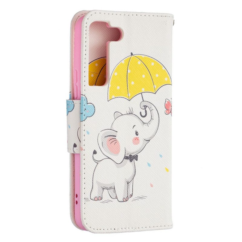 Custodia in pelle Samsung Galaxy S22 5G Cucciolo Di Elefante