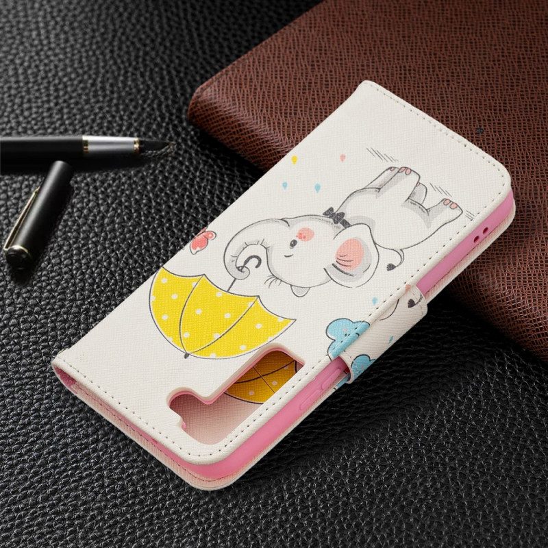 Custodia in pelle Samsung Galaxy S22 5G Cucciolo Di Elefante