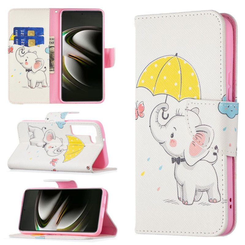 Custodia in pelle Samsung Galaxy S22 5G Cucciolo Di Elefante