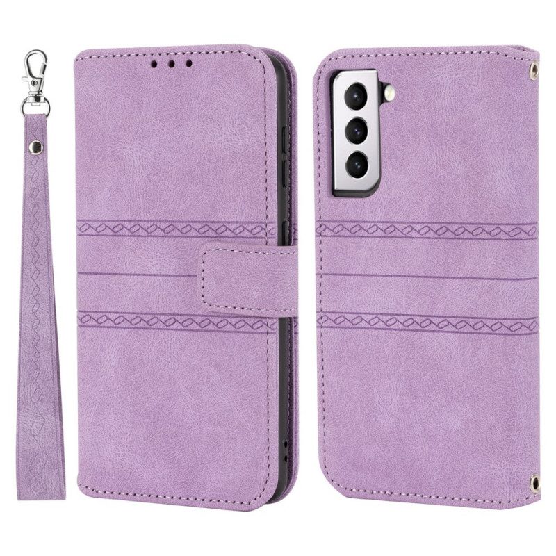 Custodia in pelle Samsung Galaxy S22 5G Cuciture In Pizzo