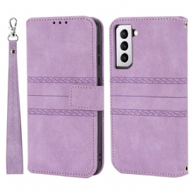 Custodia in pelle Samsung Galaxy S22 5G Cuciture In Pizzo