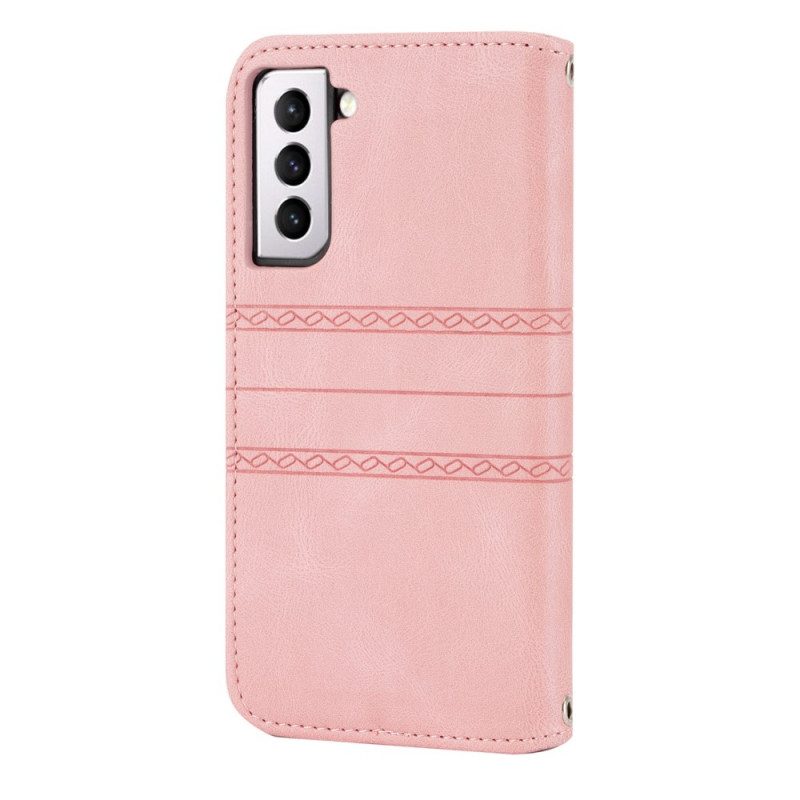 Custodia in pelle Samsung Galaxy S22 5G Cuciture In Pizzo