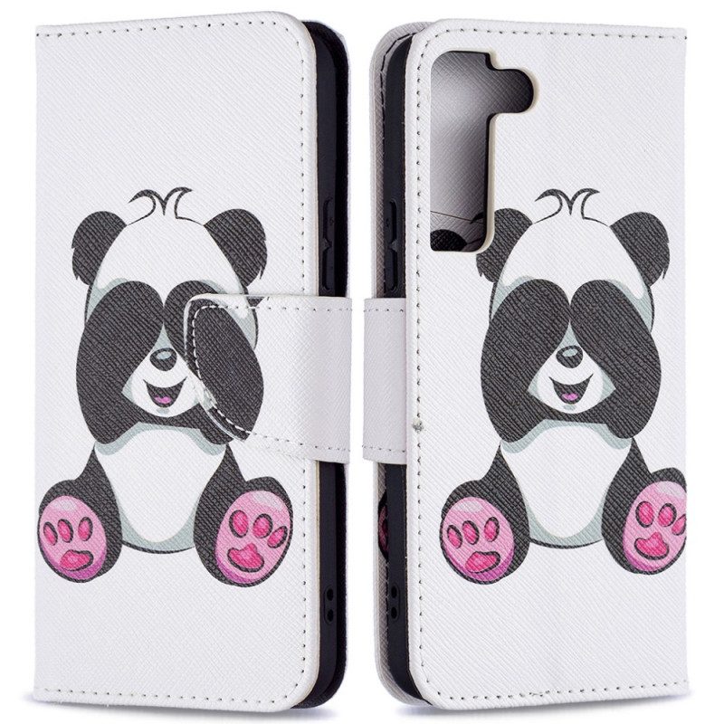 Custodia in pelle Samsung Galaxy S22 5G Divertimento Panda