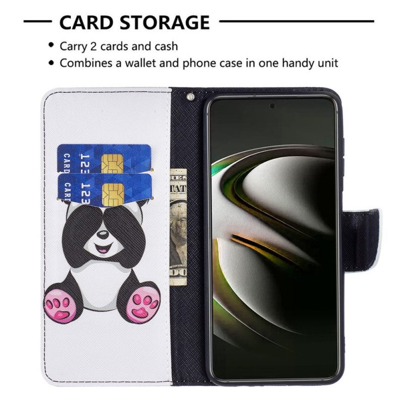 Custodia in pelle Samsung Galaxy S22 5G Divertimento Panda