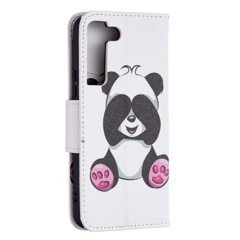 Custodia in pelle Samsung Galaxy S22 5G Divertimento Panda