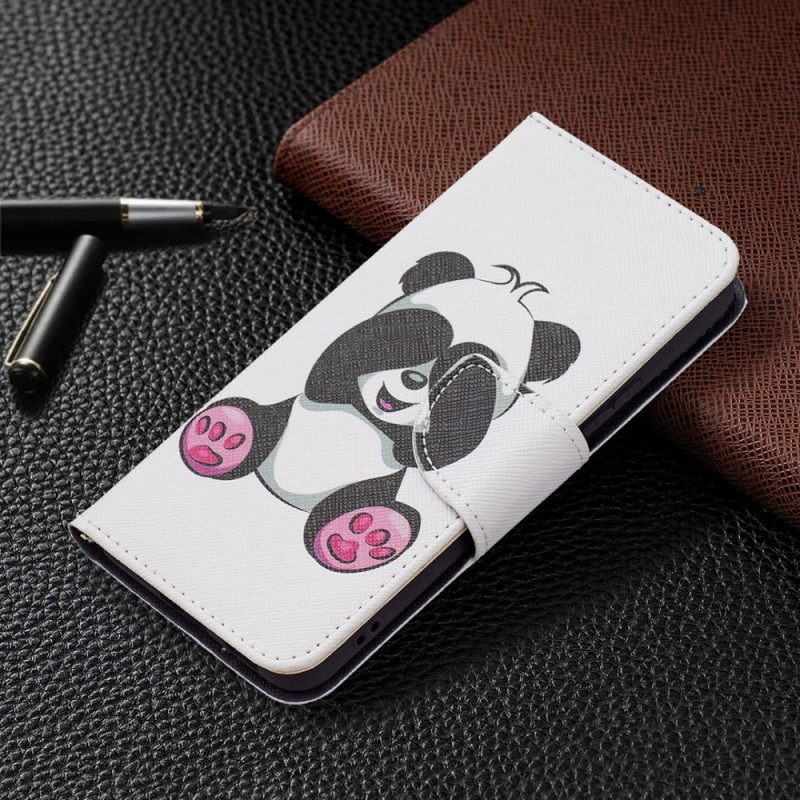 Custodia in pelle Samsung Galaxy S22 5G Divertimento Panda