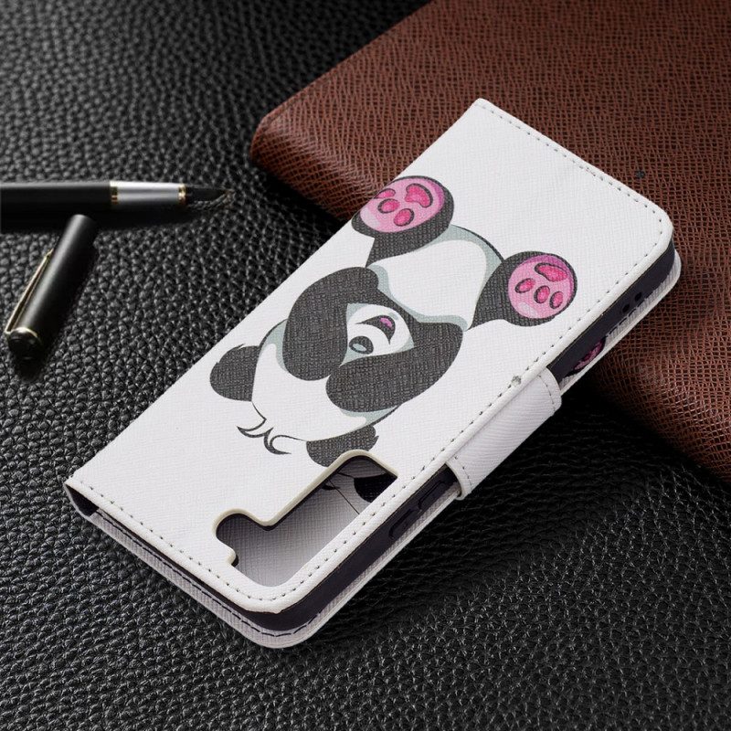 Custodia in pelle Samsung Galaxy S22 5G Divertimento Panda