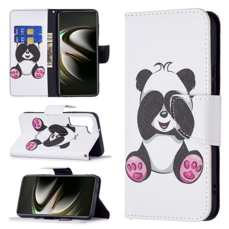 Custodia in pelle Samsung Galaxy S22 5G Divertimento Panda