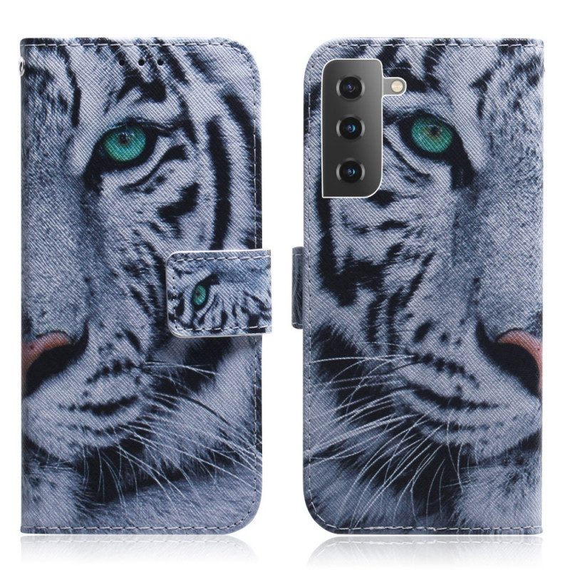 Custodia in pelle Samsung Galaxy S22 5G Faccia Da Tigre