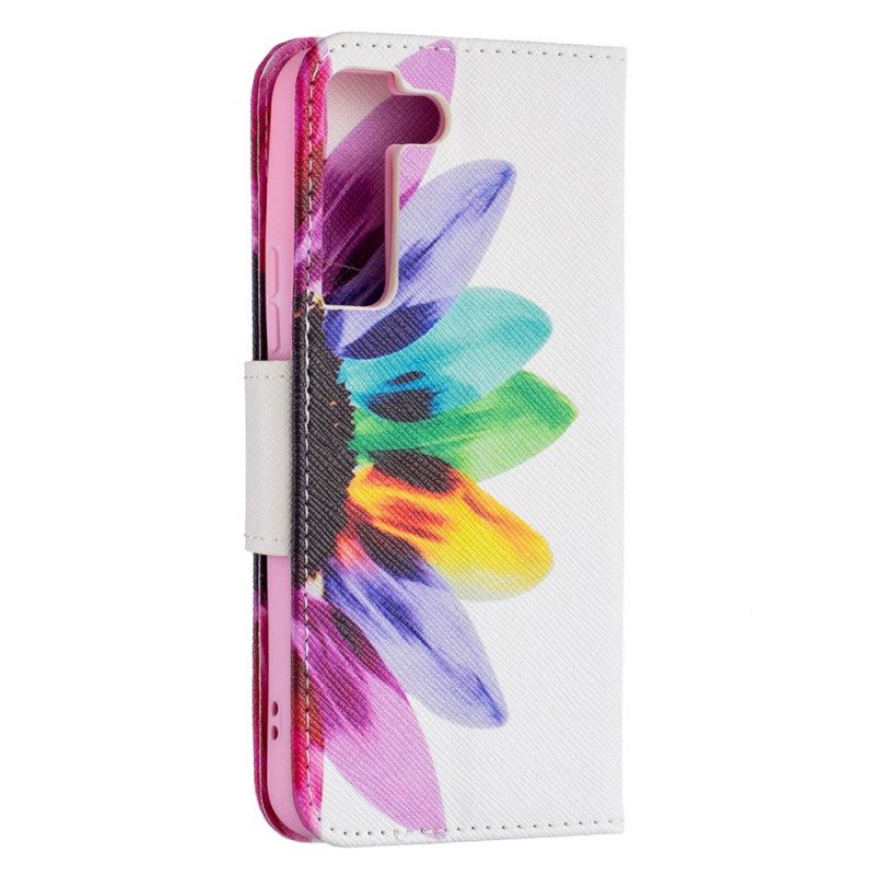 Custodia in pelle Samsung Galaxy S22 5G Fiore Dell'acquerello