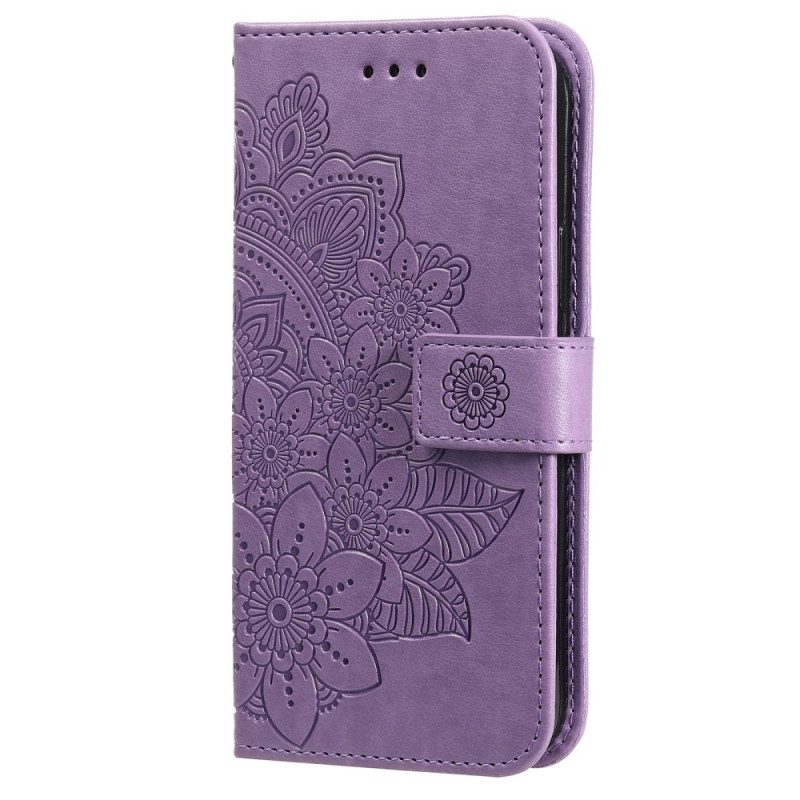 Custodia in pelle Samsung Galaxy S22 5G Fiore Mandala