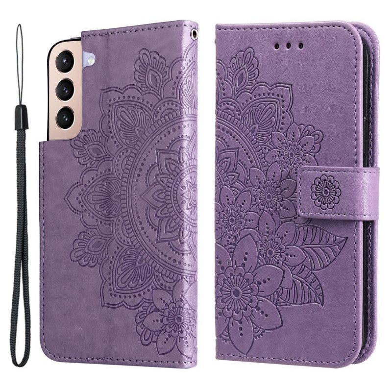 Custodia in pelle Samsung Galaxy S22 5G Fiore Mandala