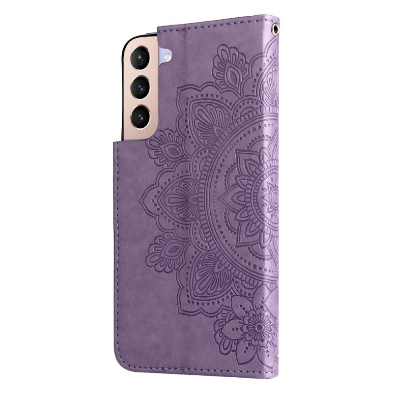 Custodia in pelle Samsung Galaxy S22 5G Fiore Mandala