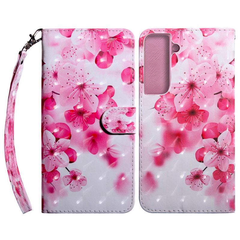 Custodia in pelle Samsung Galaxy S22 5G Fiori Rosa