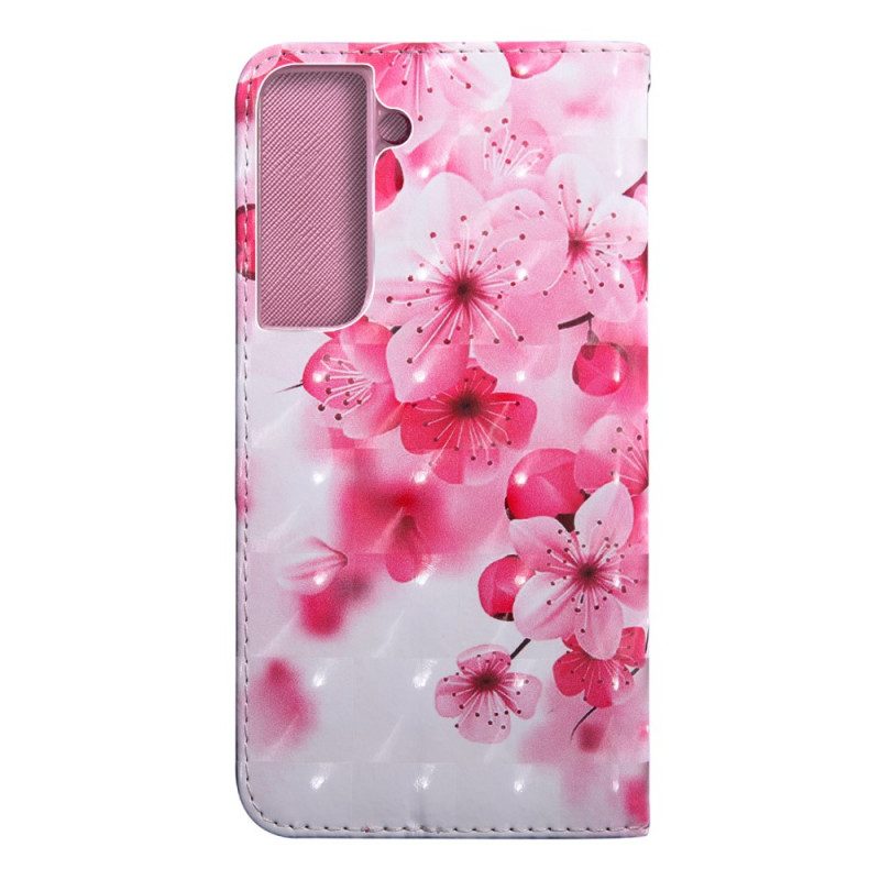 Custodia in pelle Samsung Galaxy S22 5G Fiori Rosa