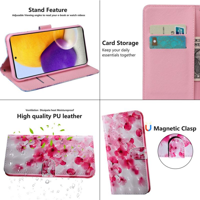 Custodia in pelle Samsung Galaxy S22 5G Fiori Rosa