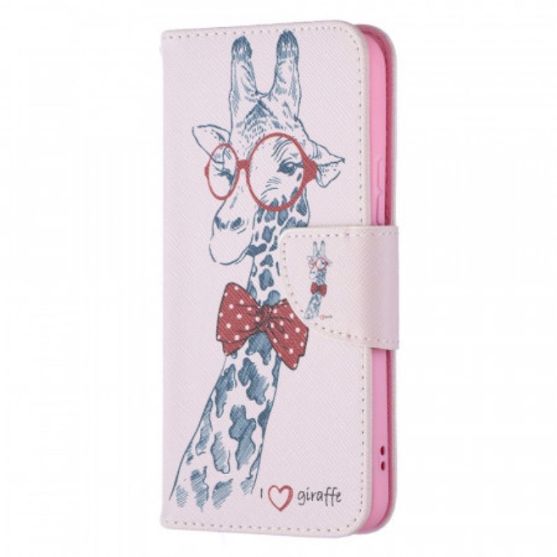 Custodia in pelle Samsung Galaxy S22 5G Giraffa Intelligente