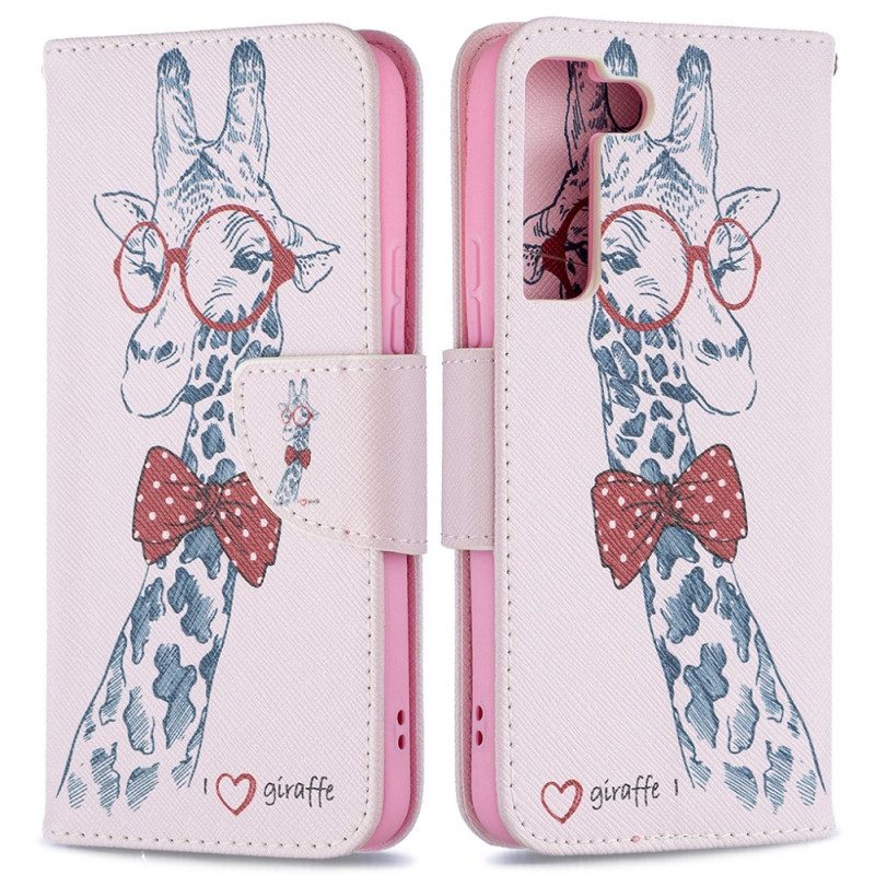 Custodia in pelle Samsung Galaxy S22 5G Giraffa Intelligente