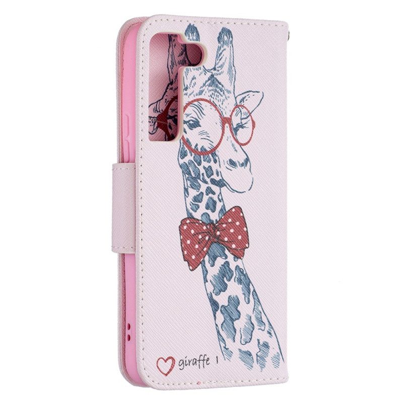 Custodia in pelle Samsung Galaxy S22 5G Giraffa Intelligente